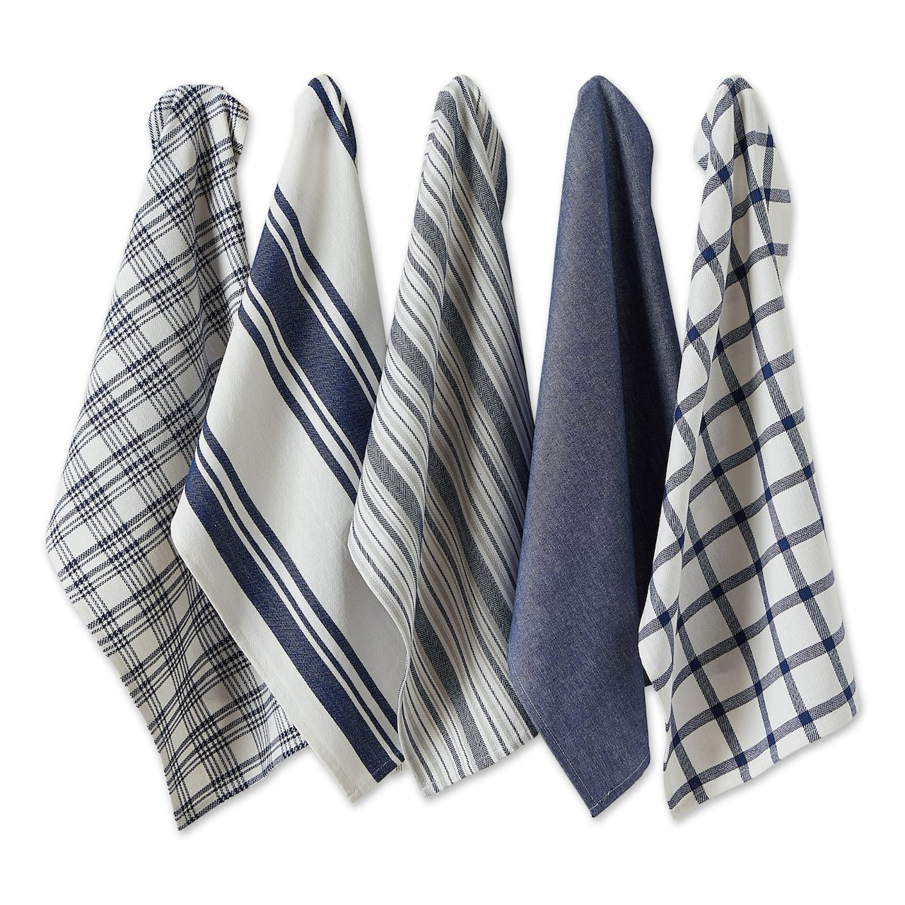 DII® Assorted Nautical Blue Woven Dishtowels Set